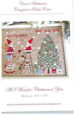 All I Want For Christmas Is You  Counted Cross Stitch Pattern by Cuore e Batticuore  Christmas, Santa Claus, Chart, Pattern Only,