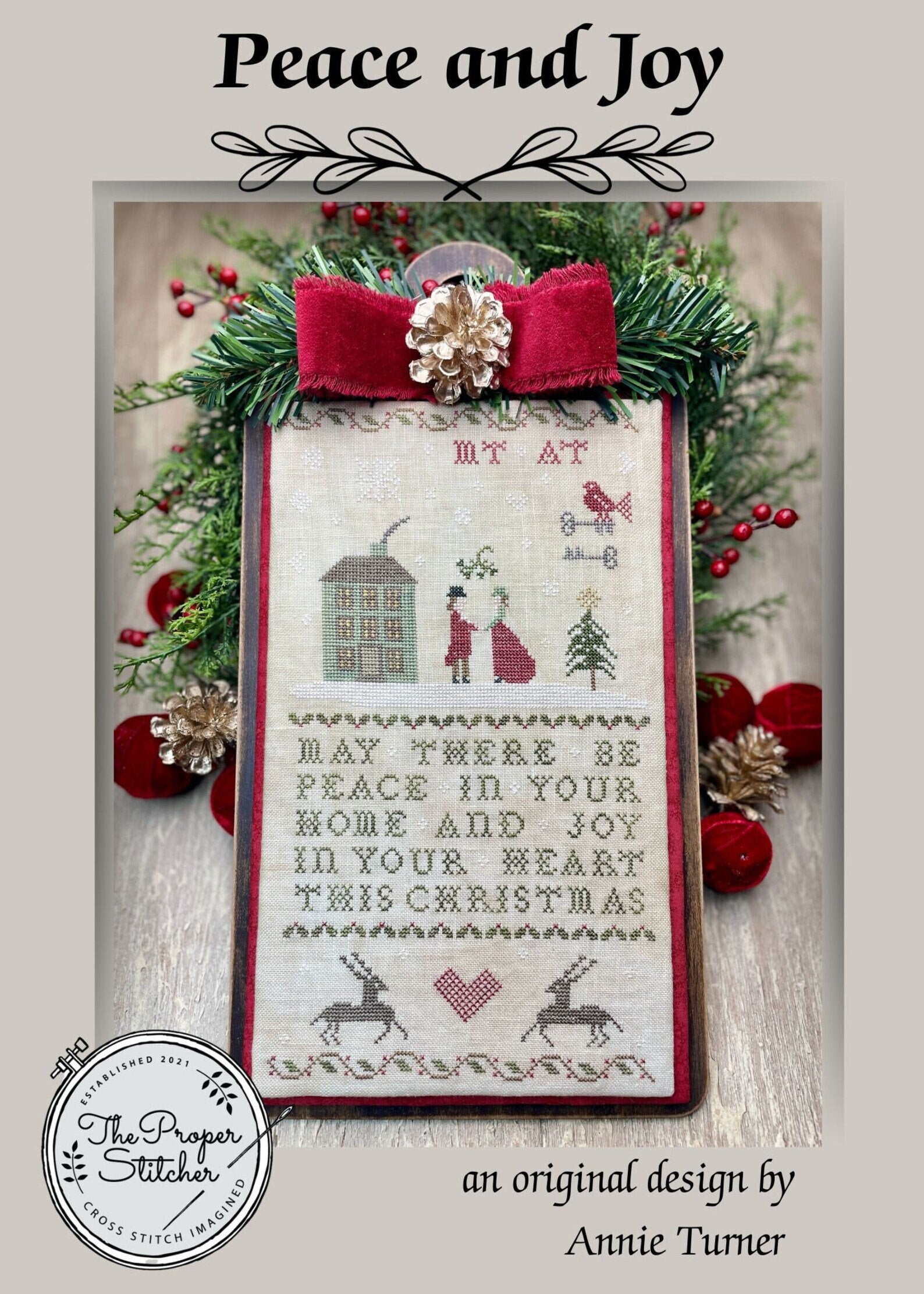 THE PROPER STITCHER "Peace and Joy" Counted Cross Stitch Pattern, Chart, Christmas, Sampler, Holiday Decor, Pattern Only