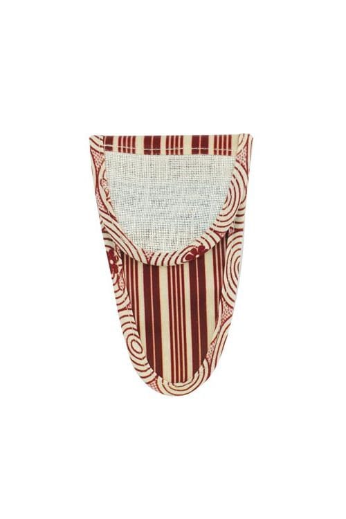 SAJOU Scissor Case Bordeaux Stripe - Medium - matt Coated Cotton, Made in France