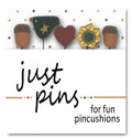 JUST ANOTHER BUTTON Company "Just Pins - Harvest Heart" Pincushion Pin Embellishments, Stainless Steel Pins, Set of 5, JP136