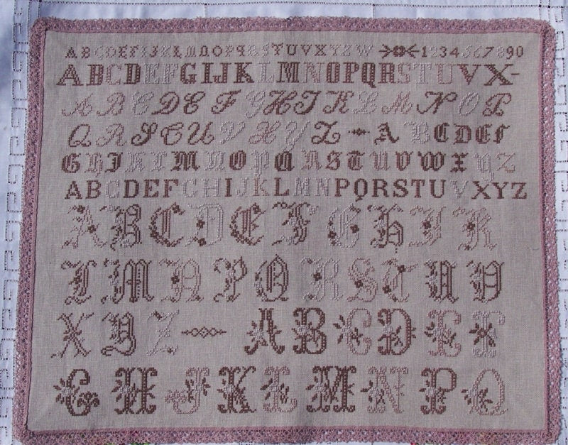 Reflets de Soie ~ Rose Chocolate ~ Counted Cross Stitch Pattern, Chart, Antique French Sampler Reproduction, Pattern Only