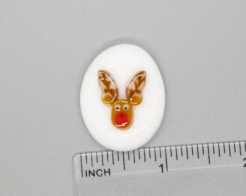 BEAU VERRE ART "Rudolf Needle Minder"  Fused Glass  Magnet  Christmas Needleminder  Holiday Spirit, Reindeer, One-of-a-Kind, Handcrafted