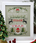TINY MODERNIST "Christmastime" Counted Cross Stitch Pattern, Holiday, Christmas, Mistletoe, Deer, Santa, Chart, Pattern Only