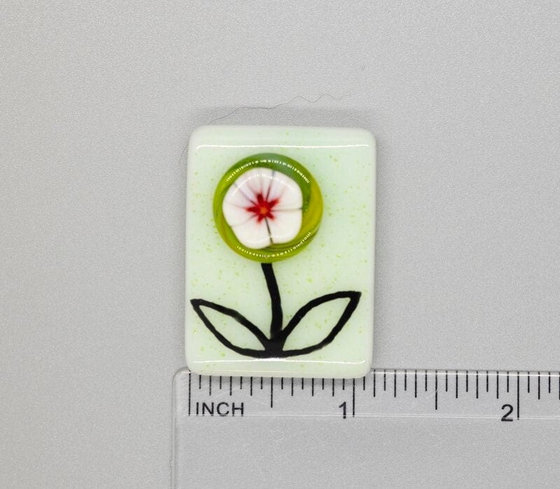 BEAU VERRE ART "Funky Flower Needle Minder"  Fused Glass  Magnet  Needleminder  One-of-a-Kind, Handcrafted