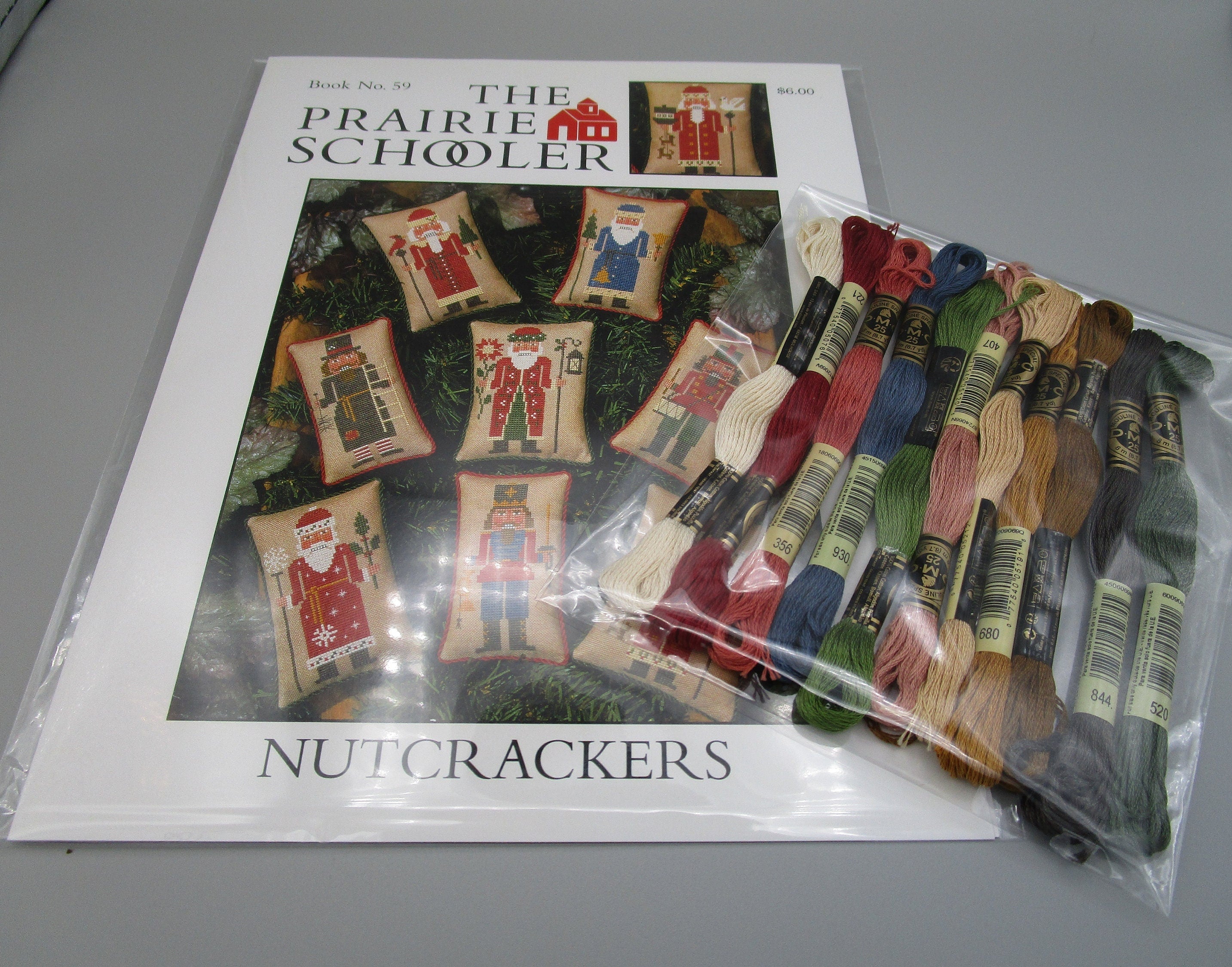 The Prairie Schooler NUTCRACKERS Counted Cross Stitch Pattern plus Optional DMC Floss Pack, Christmas, Santa, Winter, Chart Book No. 59