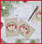Crocette A Gogo    "Christmas Card"  Counted Cross Stitch Pattern  Winter, Christmas, Red Cardinals, Poinsettias, Paper Pattern