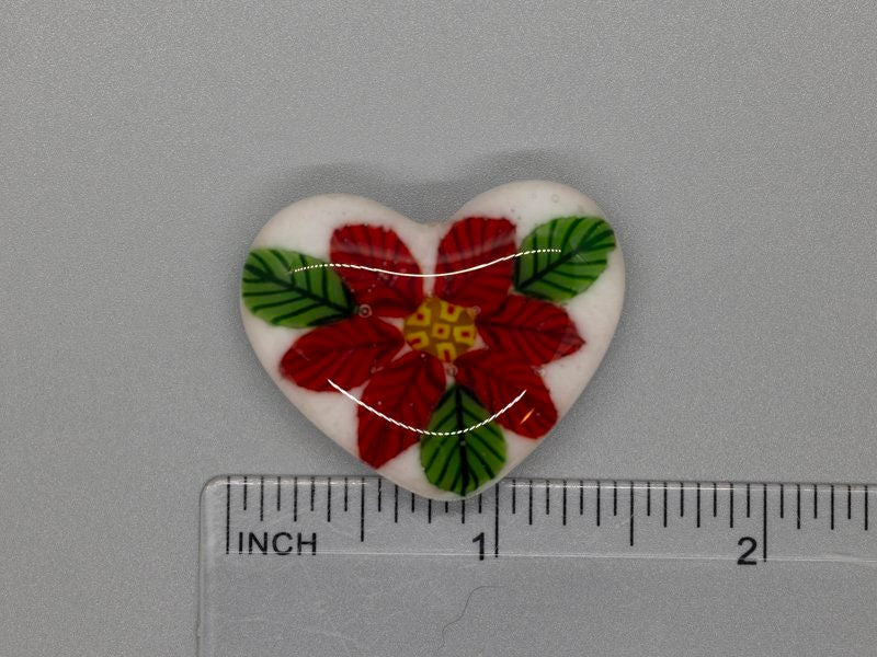 BEAU VERRE ART "Poinsettia Needle Minder"  Fused Glass  Magnet  Christmas Needleminder  Holiday Spirit, One-of-a-Kind, Handcrafted
