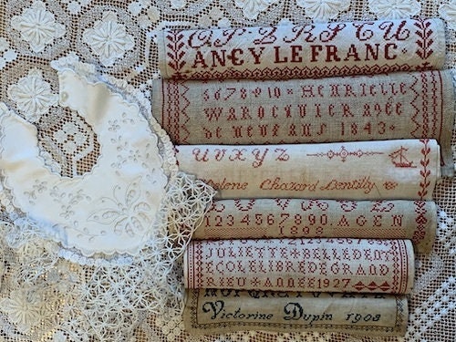 Reflets de Soie ~ Souvenirs d'Ecole 2023 ~ Counted Cross Stitch Pattern, Chart, Six Small School Samplers, Pattern Only, 36 Page Booklet