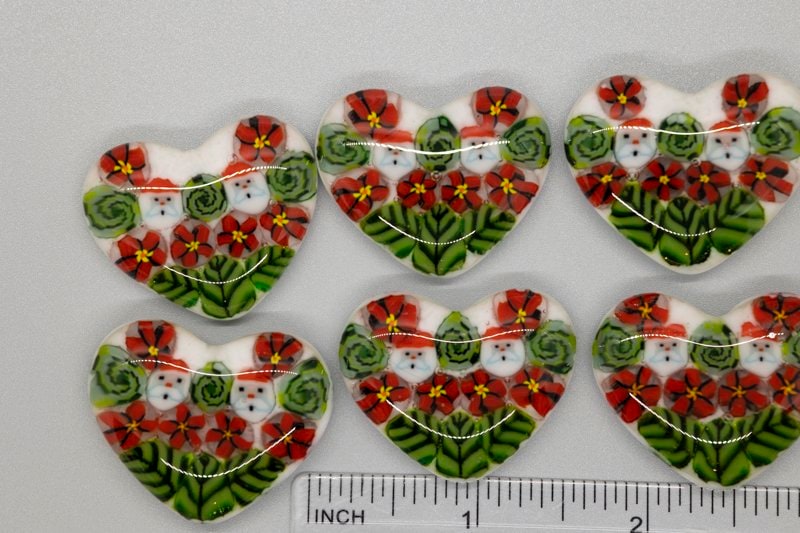 BEAU VERRE ART "Christmas Heart Needle Minder"  Fused Glass  Magnet  Christmas Needleminder  Holiday Spirit, One-of-a-Kind, Handcrafted