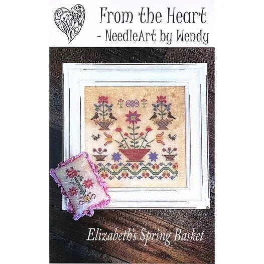 FROM THE HEART "Elizabeth's Spring Basket" Counted Cross Stitch Pattern, Sampler, Pattern Only