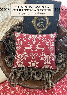 SHAKESPEARE'S PEDDLER "Pennsylvania Christmas Deer" Counted Cross Stitch Pattern, Chart, Holidays, Christmas, Home, Pattern Only