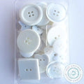 JUST ANOTHER BUTTON Company ~ "Button Up ~ White Wedding Party Pack Buttons" Approx. 55 Buttons, "Small Batch Buttons, Hand-Dyed with Love."