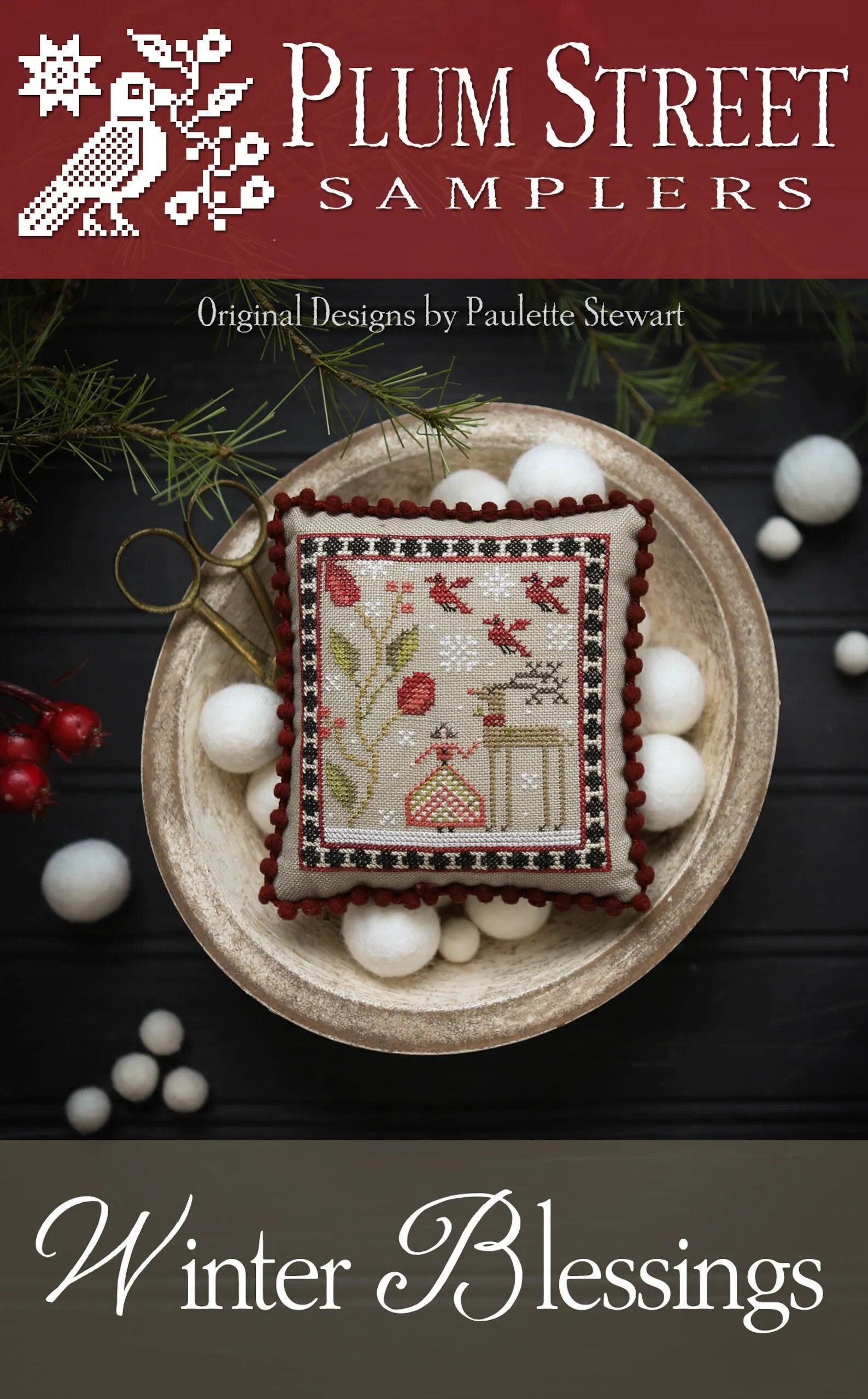 PLUM STREET SAMPLERS "Winter Blessings"  Counted Cross Stitch Pattern  Chart, Christmas, Pattern Only