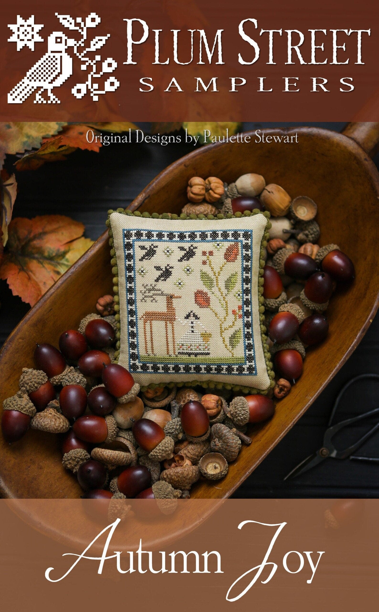 PLUM STREET SAMPLERS "Autumn Joy"  Counted Cross Stitch Pattern  Chart, Deer, Black Crows, Pattern Only