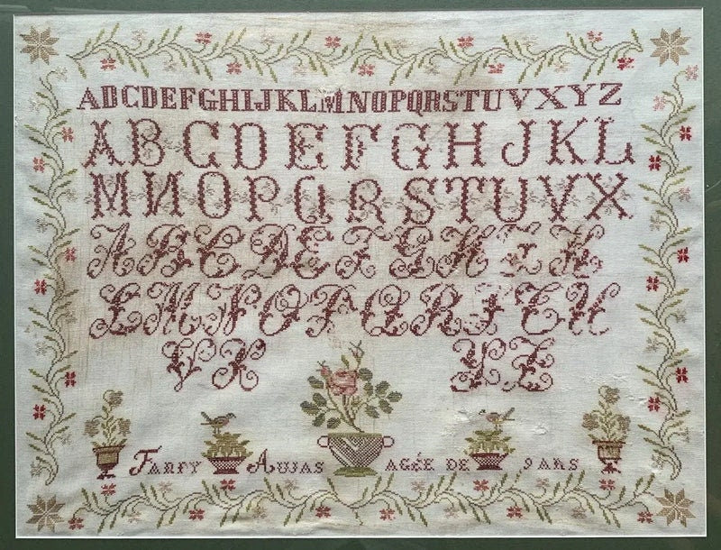 Reflets de Soie ~ Fanny Aujas 1906 ~ Counted Cross Stitch Pattern, Chart, Antique Red Sampler, Reproduction, Pattern Only