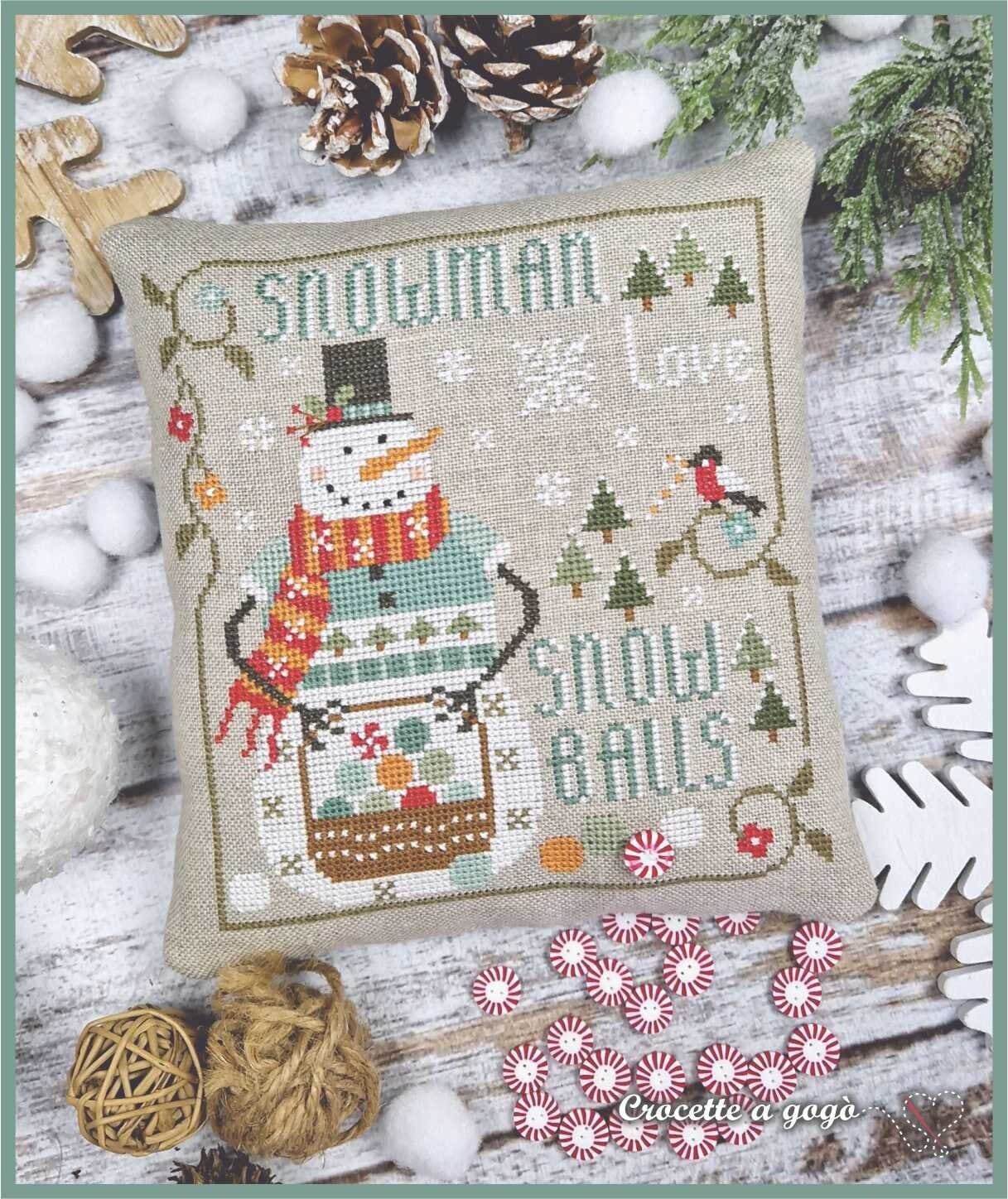 The Little Snowman! by CROCETTE A GOGO  Counted Cross Stitch Pattern + Clay Button  Christmas, Holidays, Winter, Pattern Only