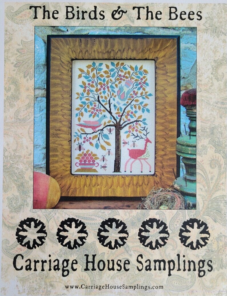 CARRIAGE HOUSE SAMPLINGS "The Birds & The Bees" Counted Cross Stitch Pattern, Sampler, Chart, Pattern Only