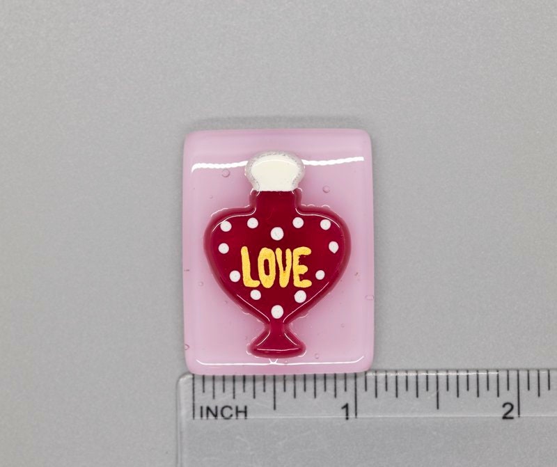 BEAU VERRE ART "Love Potion Fused Glass Needle Minder"  Magnet  Needleminder  One-of-a-Kind Handcrafted 5120