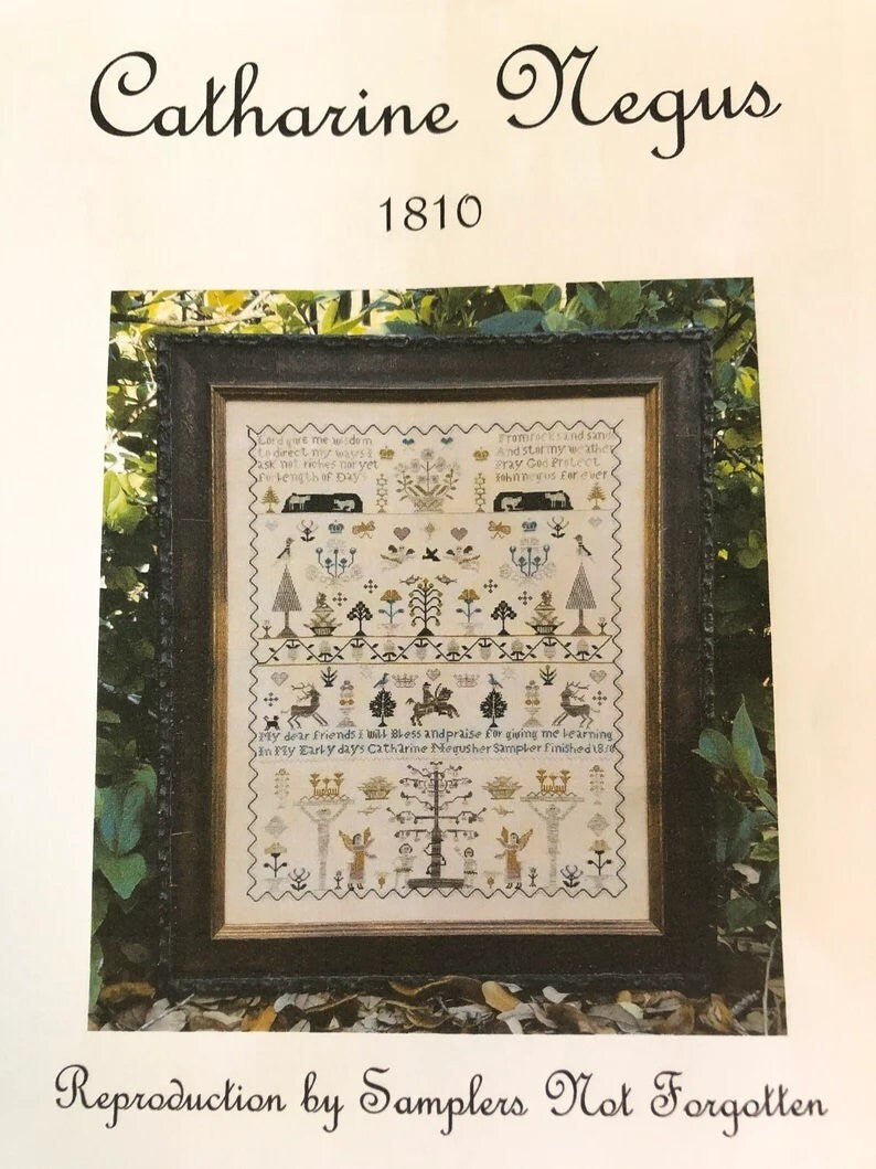 SAMPLERS NOT FORGOTTEN "Catharine Negus 1810" Counted Cross Stitch Pattern, Chart, Sampler, Pattern Only