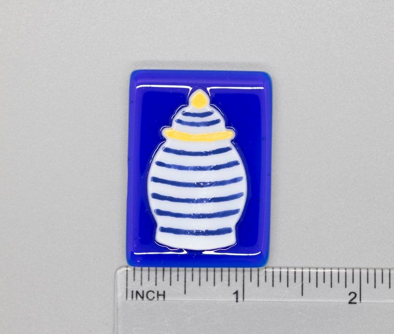 BEAU VERRE ART "Ginger Jar Fused Glass Needle Minder"  Magnet  Needleminder  One-of-a-Kind  Handcrafted 5071