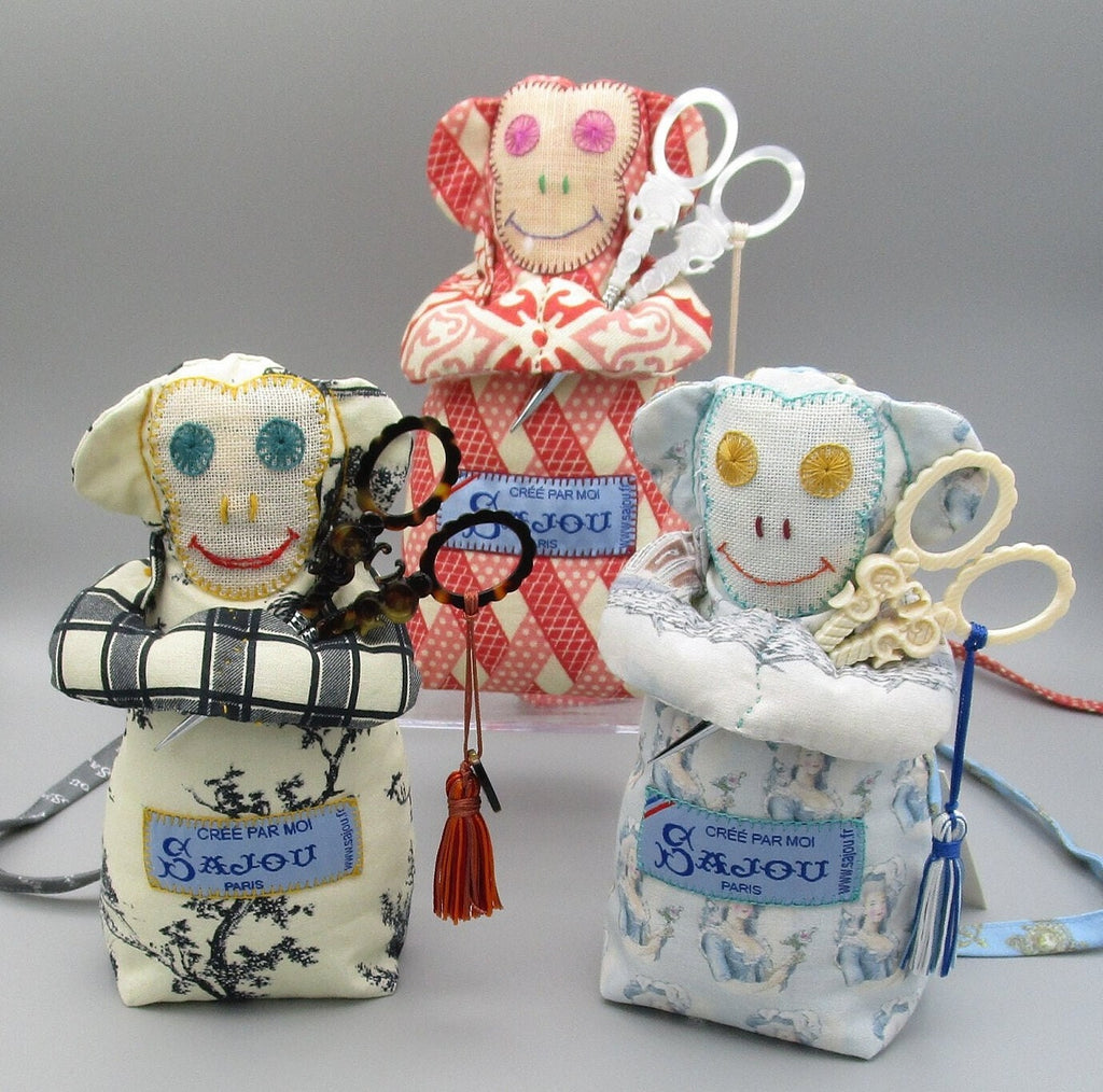 MAISON SAJOU MONKEY  French 100% Premium Cotton Fabric  Handmade in France  Scissor Holder  Kingsland Needle Art