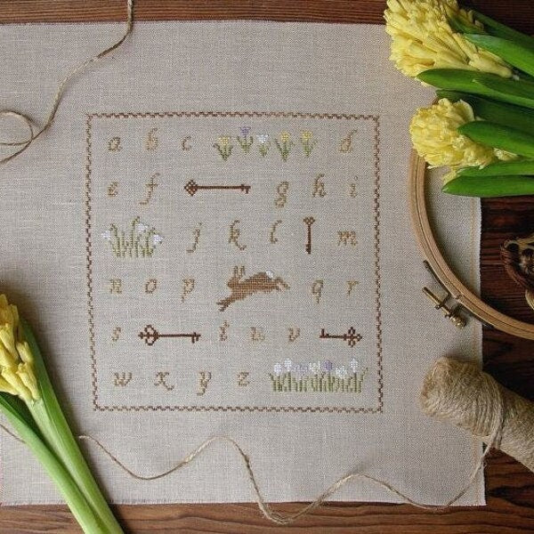 PDF INSTANT DOWNLOAD  Blue Bird Needleworks  "Spring Alphabet"  Counted Cross Stitch Pattern  Pattern Only