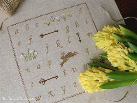 PDF INSTANT DOWNLOAD  Blue Bird Needleworks  "Spring Alphabet"  Counted Cross Stitch Pattern  Pattern Only