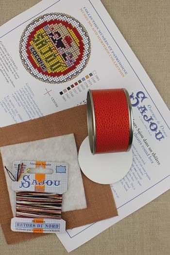 MAISON SAJOU Cross Stitch Kit - Sajou Children Round Box, Box to Embroider, Made in France