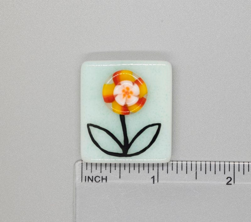BEAU VERRE ART "Funky Flower Fused Glass Needle Minder"  Magnet  Beautiful Colors, Needleminder  One-of-a-Kind, Handcrafted
