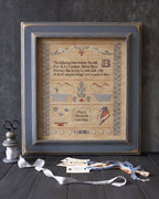 Blue Bird Needleworks "The Bluebird Sampler 1896"  PDF Counted Cross Stitch Pattern  Chart, Mary Elizabeth Coleridge, Pattern Only