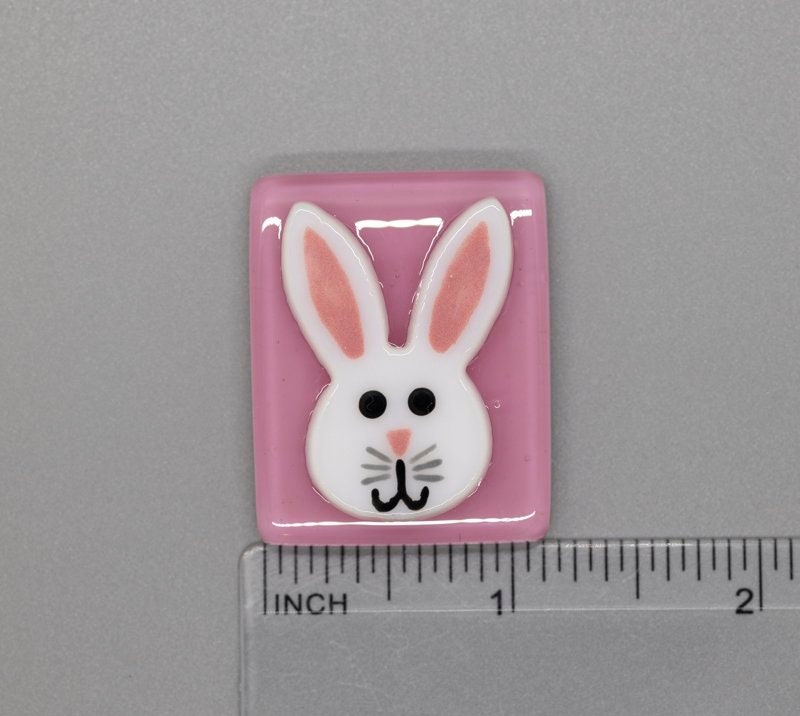 BEAU VERRE ART "Bunny Face Fused Glass Needle Minder"  Magnet  Easter Needleminder  One-of-a-Kind, Handcrafted with Love by Kelly
