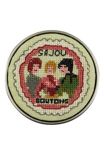 MAISON SAJOU Cross Stitch Kit - Sewing Club Round Box, Box to Embroider, Made in France