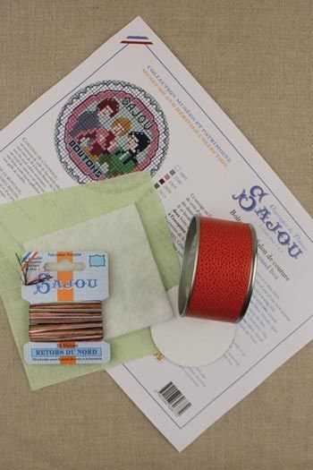 MAISON SAJOU Cross Stitch Kit - Sewing Club Round Box, Box to Embroider, Made in France