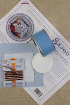 MAISON SAJOU Cross Stitch Kit - Cat and Dog Round Box, Box to Embroider, Made in France