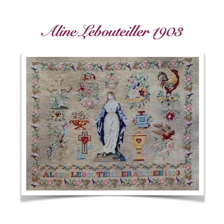 Reflets de Soie ~ Aline Lebouteiller 1903  ~ Counted Cross Stitch Pattern, Chart, Antique French Sampler Reproduction, Pattern Only