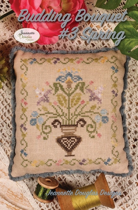 JEANNETTE DOUGLAS DESIGNS "Budding Bouquet #3 - Spring", Nashville Needlework Market 2024" Counted Cross Stitch Pattern, Chart, Pattern Only