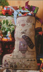 SHEPHERD'S BUSH PRINTWORKS "Jeffery's Stocking" Cross Stitch Pattern and Charm Pack Included, Christmas, Santa, Sampler