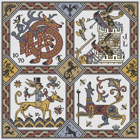 LONG DOG SAMPLERS "The Siege of Bunny Castle"  Counted Cross Stitch Pattern  Classic, Pattern Only