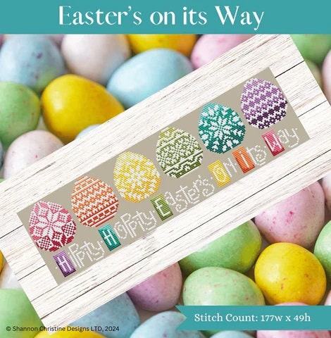 SHANNON CHRISTINE DESIGNS "Easter's On Its Way" Counted Cross Stitch Pattern, Chart, 2024 Nashville Market Release