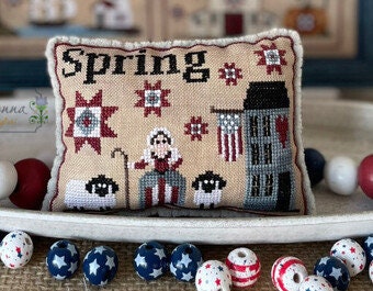 Mani di Donna "American Season - Spring Pillow" Counted Cross Stitch Pattern, Nashville Needlework Market 2024, Chart, Pattern Only