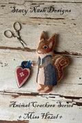 STACY NASH PRIMITIVES "Animal Crackers Series - Miss Hazel" Counted Cross Stitch Pattern, Cute Little Squirrel, Pattern Only