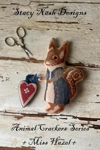 STACY NASH PRIMITIVES "Animal Crackers Series - Miss Hazel" Counted Cross Stitch Pattern, Cute Little Squirrel, Pattern Only