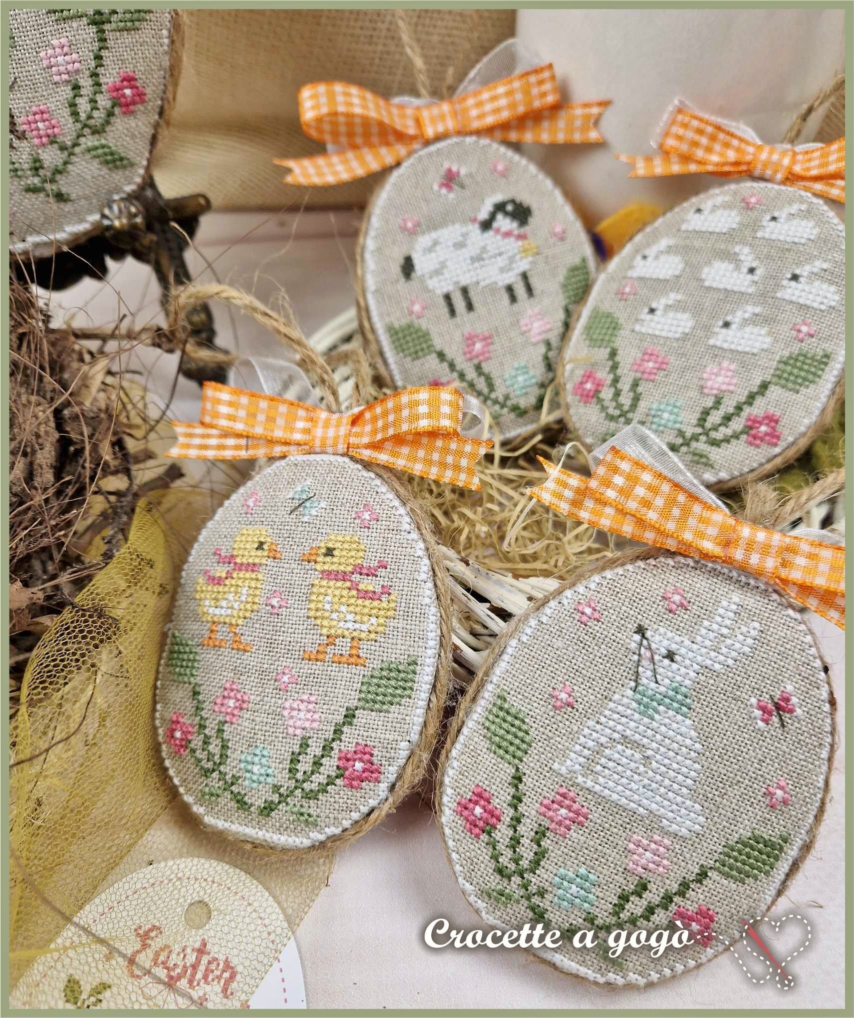 CROCETTE A GOGO "Eggs Collection"  Counted Cross Stitch Pattern  Easter Eggs, Rabbits, Paper Pattern