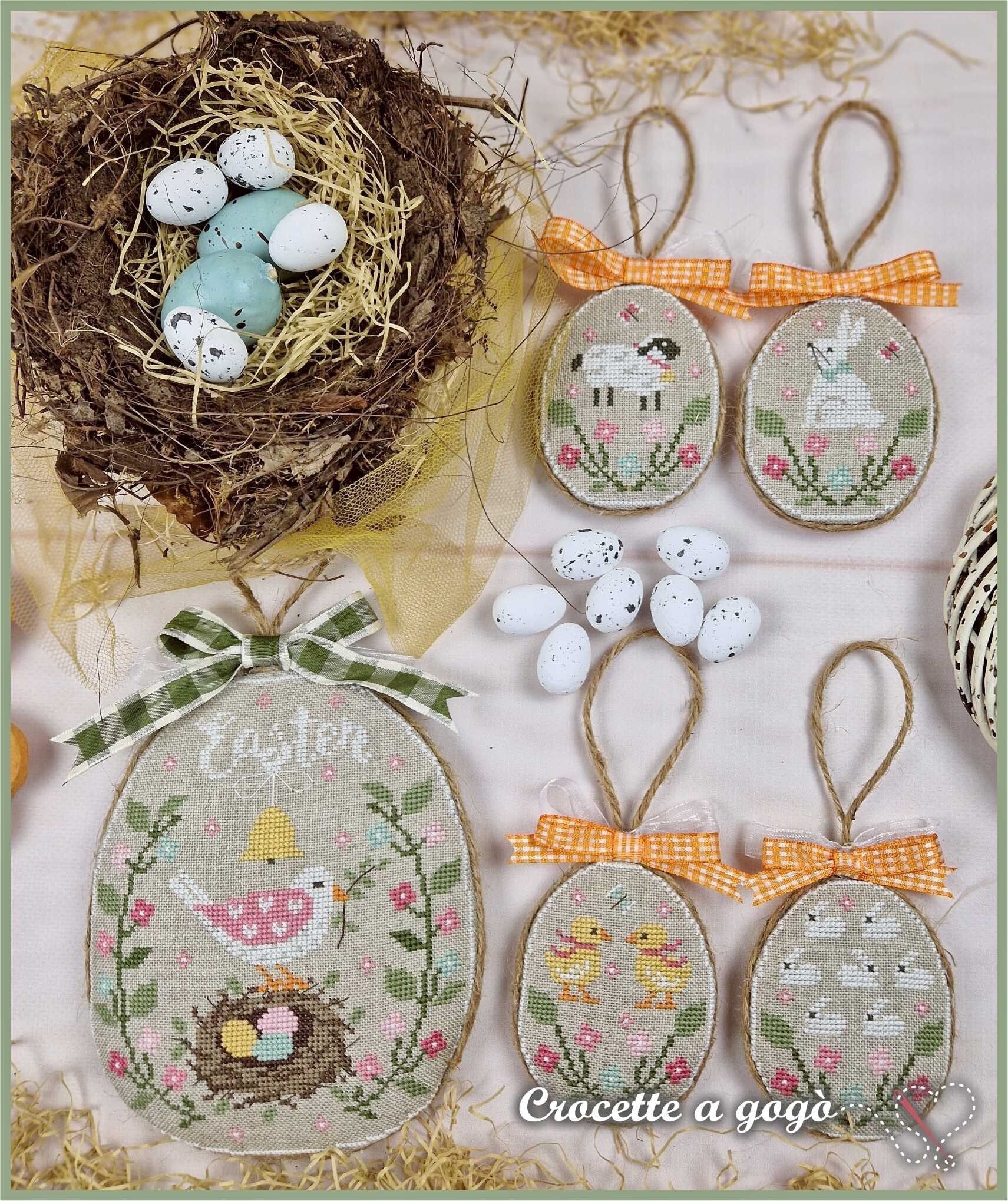 CROCETTE A GOGO "Eggs Collection"  Counted Cross Stitch Pattern  Easter Eggs, Rabbits, Paper Pattern