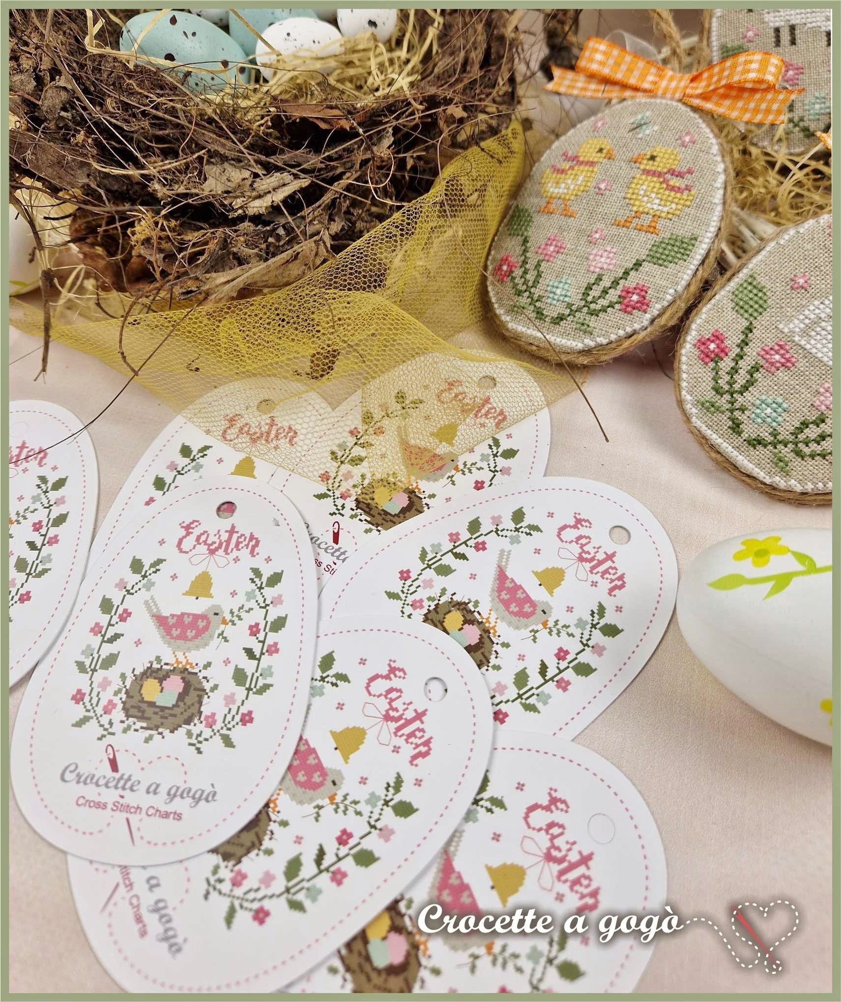 CROCETTE A GOGO "Eggs Collection"  Counted Cross Stitch Pattern  Easter Eggs, Rabbits, Paper Pattern