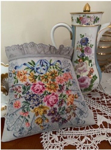 Reflets de Soie ~ Sampler d'Olga ~ Counted Cross Stitch Pattern, Chart, Berlin Woolwork Bouquet, Pattern Only