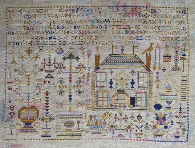 Reflets de Soie ~ Eugenie Eudocxie Duval 1860 ~ Counted Cross Stitch Pattern, Chart, Antique French Sampler Reproduction, Pattern Only
