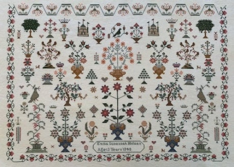 Reflets de Soie ~ Emma Susannah Holman 1848 ~ Counted Cross Stitch Pattern, Chart, English Sampler Reproduction, Pattern Only