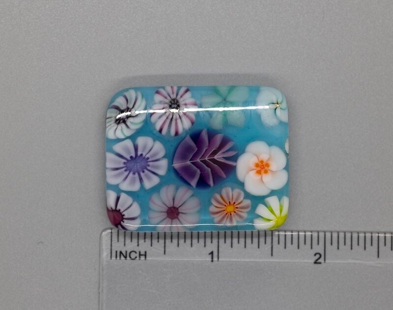 BEAU VERRE ART "Floral Fused Glass Needle Minder"  Fused Glass  Magnet  Beautiful Colors, Needleminder  One-of-a-Kind, Handcrafted, 5213