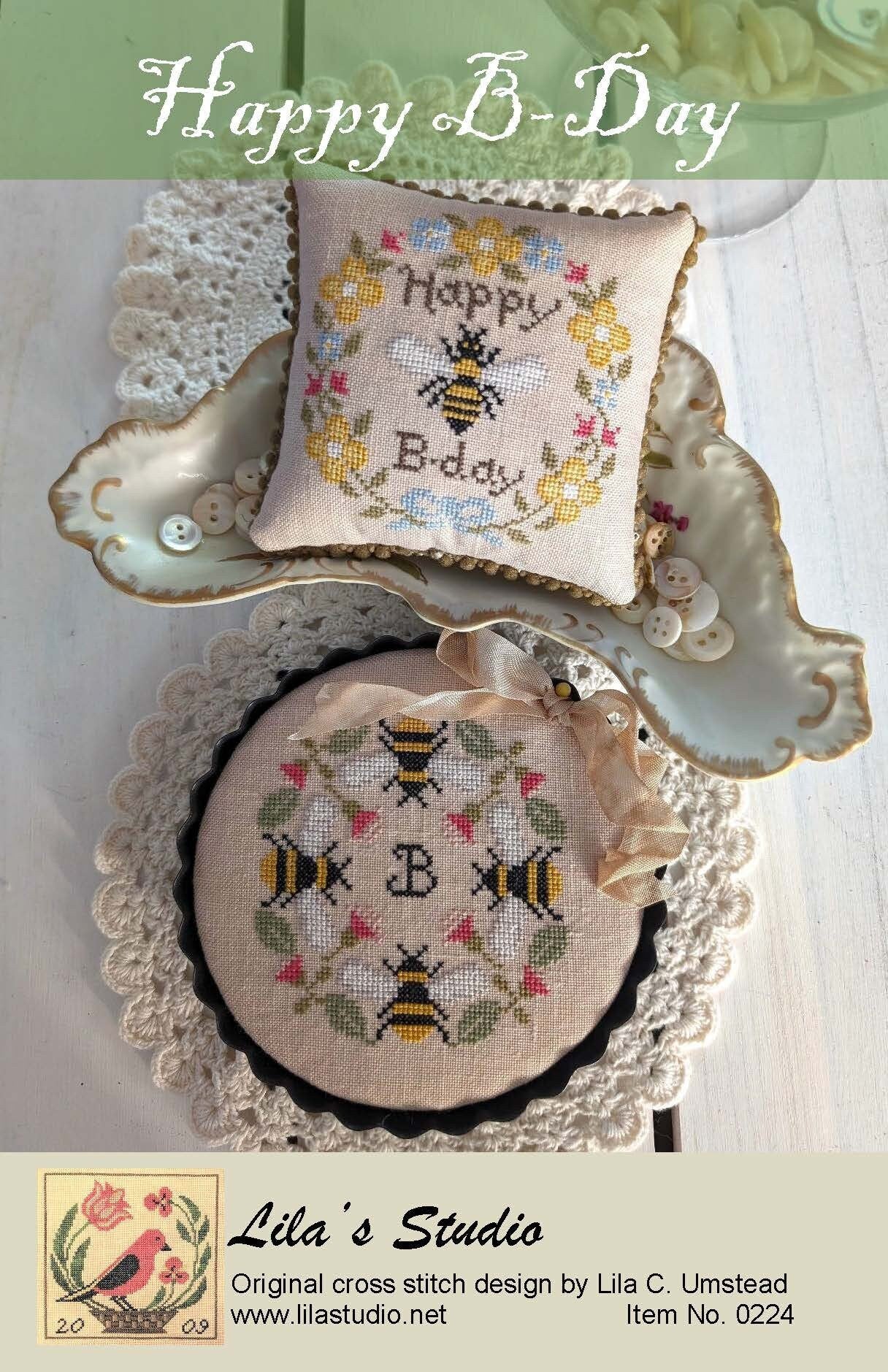 Lila's Studio "HAPPY B-DAY" Counted Cross Stitch Pattern, Chart, Includes 2 Charts, Pattern Only